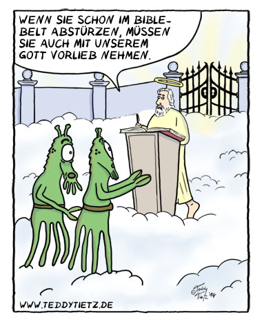 Teddy Tietz Cartoon der Kalenderwoche 15 - Aliens im Himmel