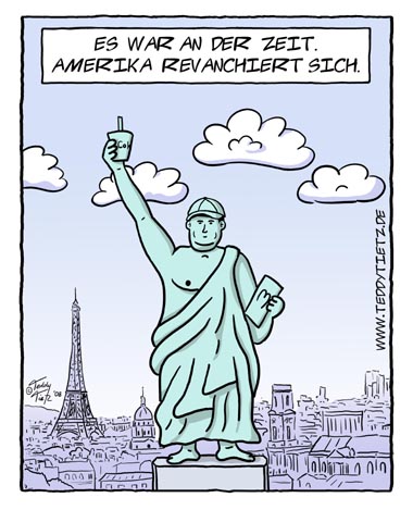 Teddy Tietz Cartoon der Kalenderwoche 52 - Amerikas Revanche