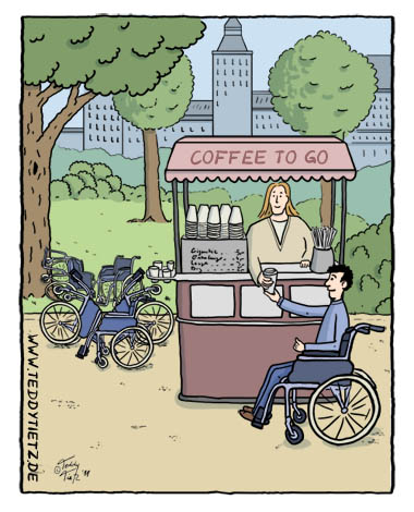 Teddy Tietz Cartoon der Kalenderwoche 16 - Coffee to go