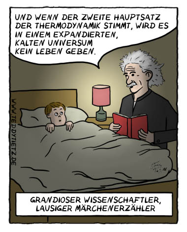 Teddy Tietz Cartoon der Kalenderwoche 1 - Einstein erzählt Märchen