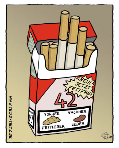 Teddy Tietz Cartoon der Kalenderwoche 45 - Fettfreie Zigaretten