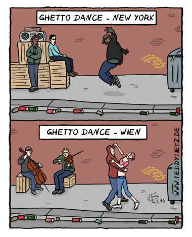 Teddy Tietz Cartoon der Kalenderwoche 3 - Ghetto Dance