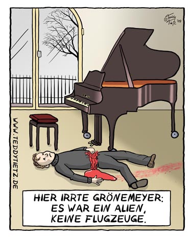Teddy Tietz Cartoon der Kalenderwoche 19 - Grönemeyer und Alien
