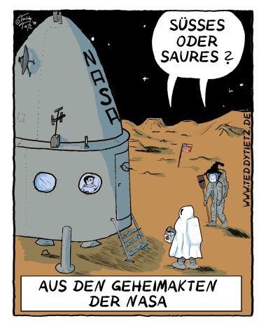 Teddy Tietz Cartoon der Kalenderwoche 44 - Halloween auf dem Mond