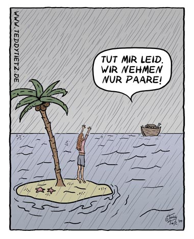 Teddy Tietz Cartoon der Kalenderwoche 49 - Arche trifft einsame Insel