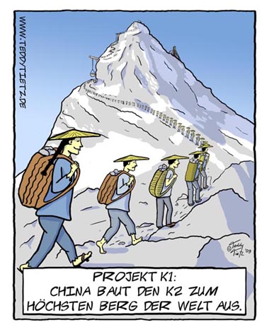 Teddy Tietz Cartoon der Kalenderwoche 7 - China baut  den K2 aus.