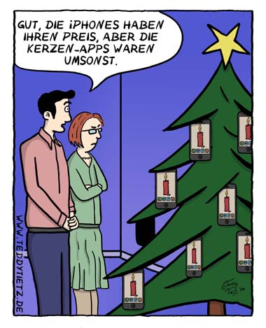 Teddy Tietz Cartoon der Kalenderwoche 51 - Weihnachtsbaum mit Kerzen App