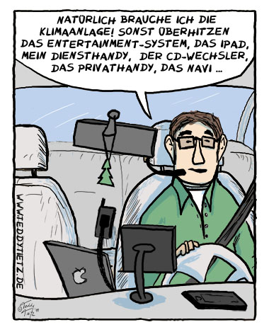 Teddy Tietz Cartoon der Kalenderwoche 12 - Klimaanlage im Auto