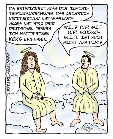 Teddy Tietz Cartoon der Kalenderwoche 46 - Leibniz im Himmel