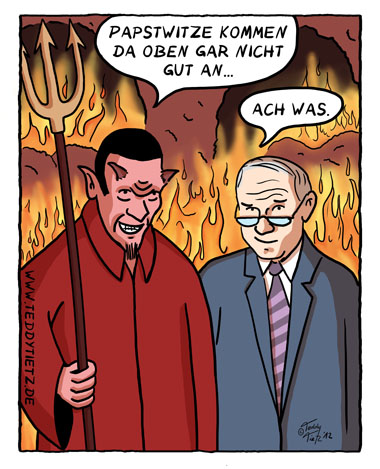 Teddy Tietz Cartoon der Kalenderwoche 11 - Loriot in der Hölle