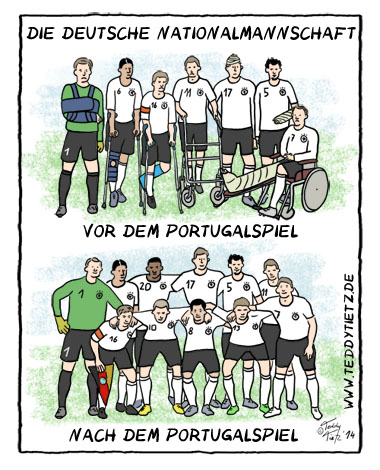 Teddy Tietz Cartoon der Kalenderwoche 25 - WM 2014 Deutschland - Portugal