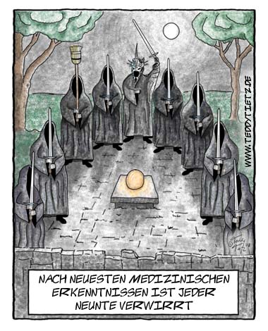 Teddy Tietz Cartoon der Kalenderwoche 3 - Ein Nazgul präsentiert einen Besen.