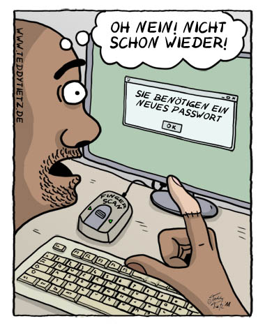 Teddy Tietz Cartoon der Kalenderwoche 25 - Neues Passwort