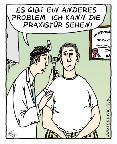 Teddy Tietz Cartoon der Kalenderwoche 37 - Augenarzt sieht TÃ¼r
