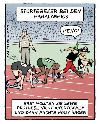 Teddy Tietz Cartoon der Kalenderwoche 35 - Pirat bei den Paralympics