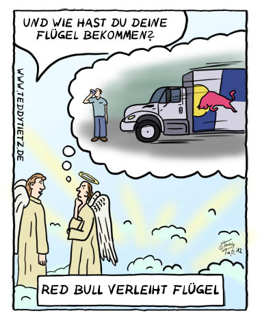 Teddy Tietz Cartoon der Kalenderwoche 45 - Red Bull verleiht Flügel