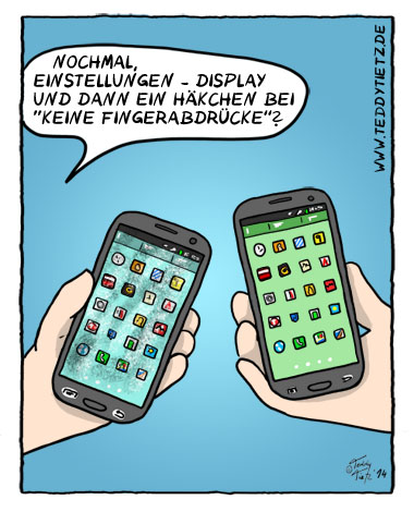 Teddy Tietz Cartoon der Kalenderwoche 37 - Saubere Handys