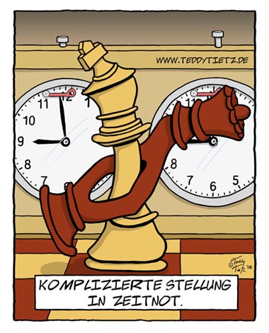 Teddy Tietz Cartoon der Kalenderwoche 31 - Komplizierte Schachstellung