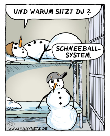 Teddy Tietz Cartoon der Kalenderwoche 4 - Schneemann im Gefängnis