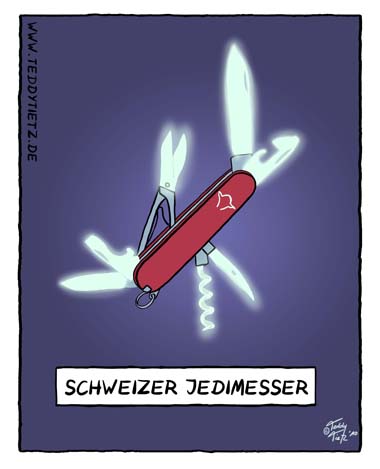 Teddy Tietz Cartoon der Kalenderwoche 39 - Schweizer Jedi Messer