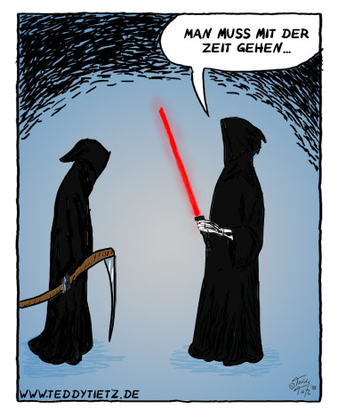 Teddy Tietz Cartoon der Kalenderwoche 50 - Tod geht mit der Zeit