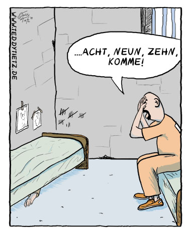 Teddy Tietz Cartoon der Kalenderwoche 28 - Versteckspiel in der Gefängniszelle